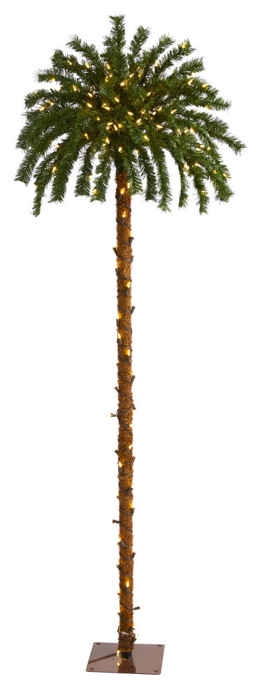 Nearly Natural 6ï¿½ Christmas Palm Artificial Tree with 200 Warm White LED Lights
