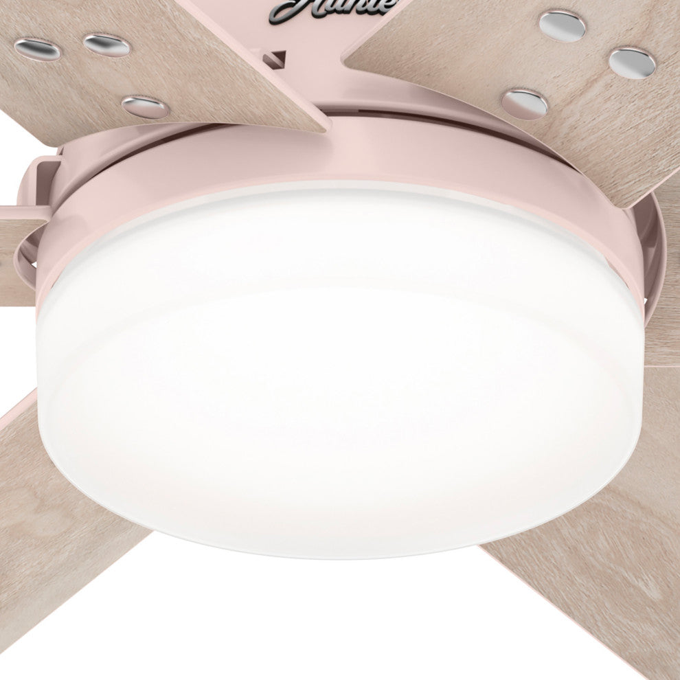 Hunter 44" Pacer Blush Pink Ceiling Fan With LED Light and Remote