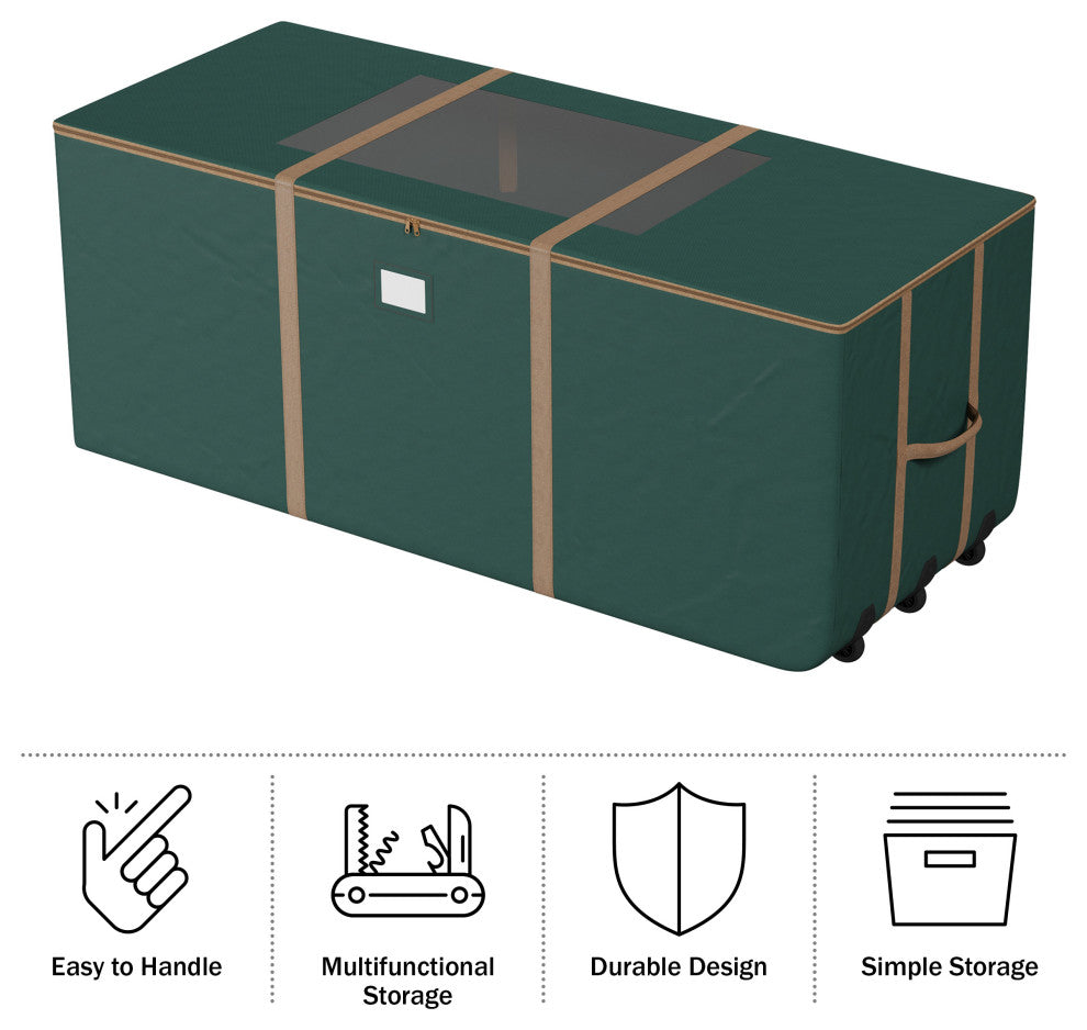 Christmas Tree Storage Tote With Wheels Rolling Holiday Container for 9' Tree