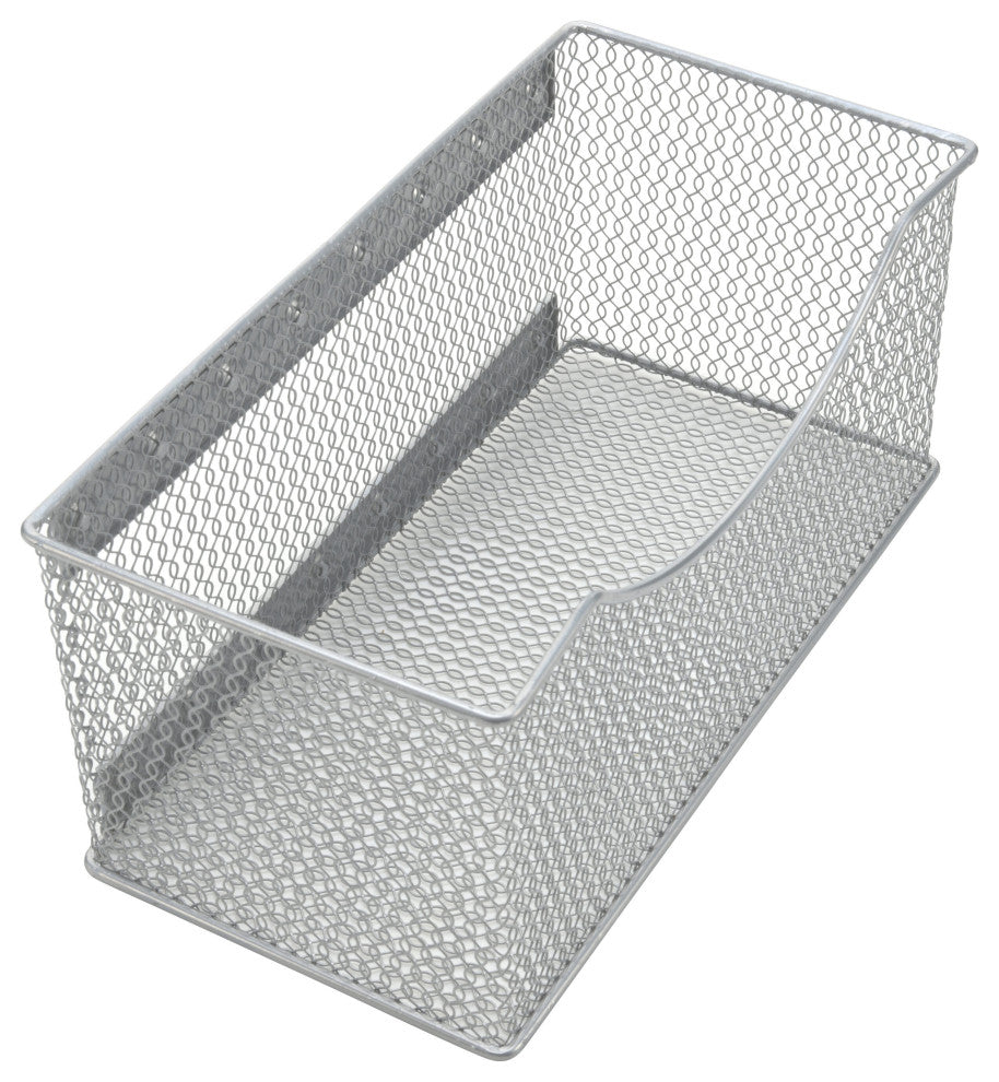 Ybm Home Wire Mesh Magnetic Basket, Silver 11"x5.5"x5"
