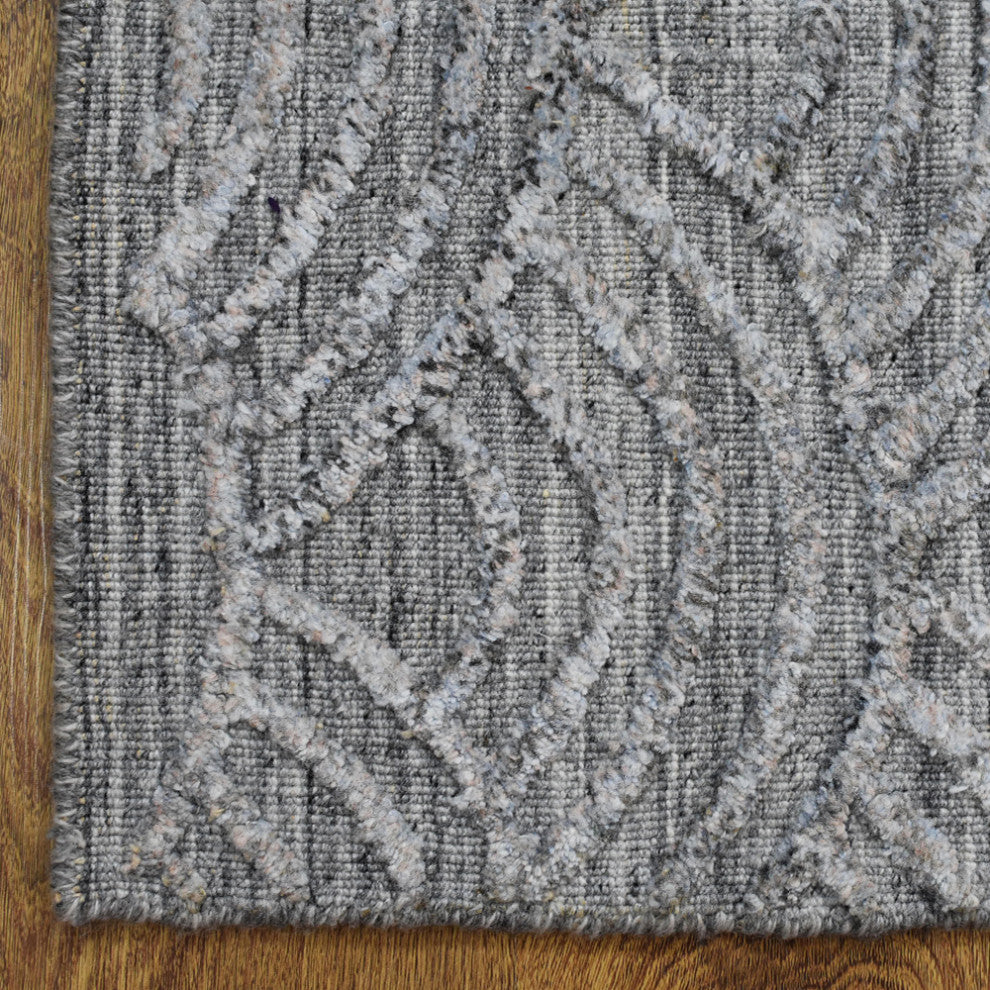 HAND WOVEN FLAT WEAVE KILIM POLYESTER AREA RUGS -Rectangle,Silver,Geometric, [Rectangle] 6'x9'