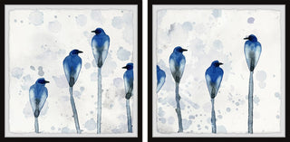 Standing Blue Birds Diptych, 36"x18"