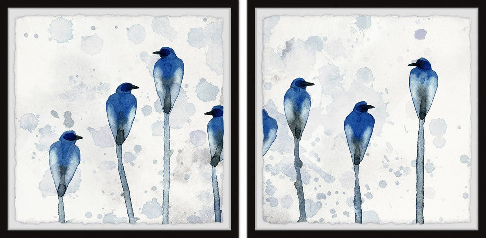 Standing Blue Birds Diptych, 36"x18"