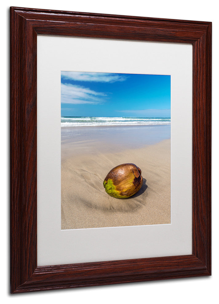 Pierre Leclerc ''Beached Coconut'' Matted Framed Art, Wood Frame, White, 14x11