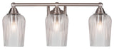 Paramount 3-Light Bath Bar, Brushed Nickel, 5" Clear Textured Glass