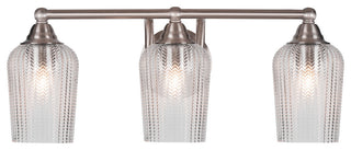 Paramount 3-Light Bath Bar, Brushed Nickel, 5" Clear Textured Glass
