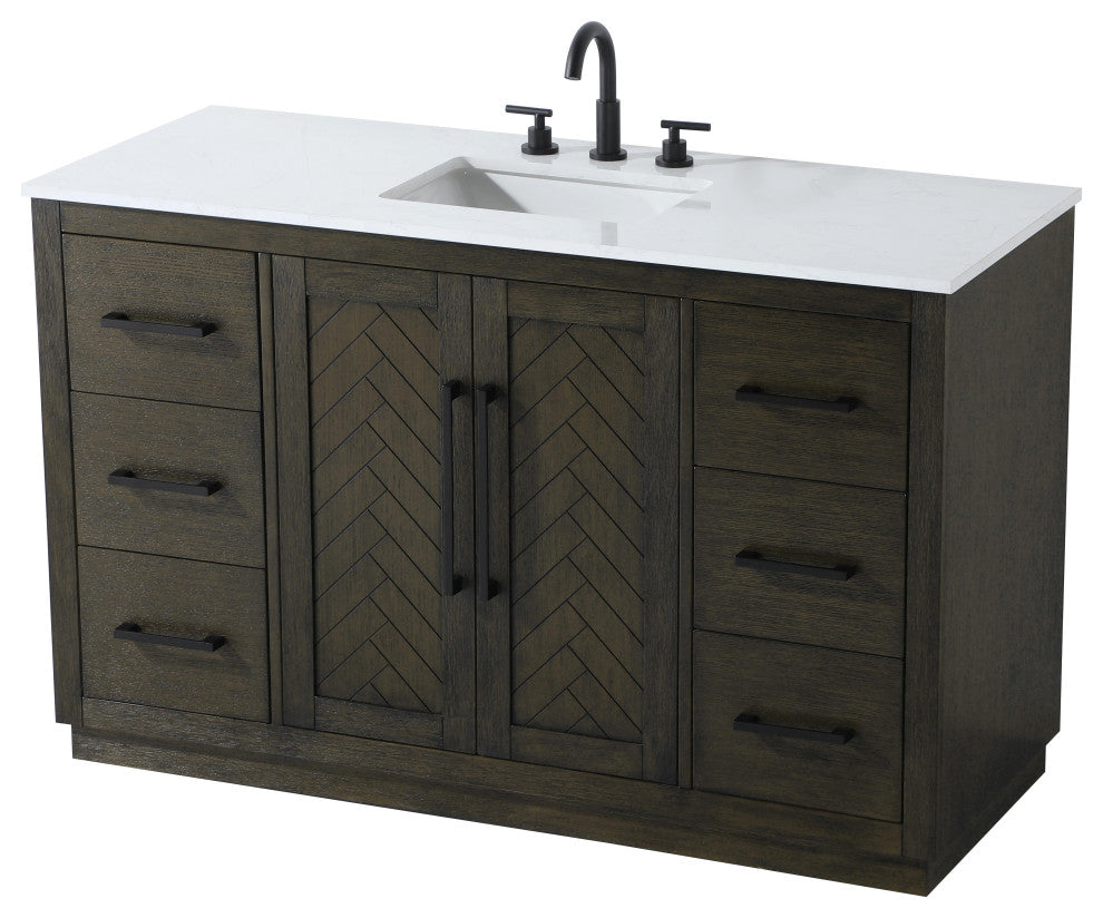 Home Living 54" Single Bathroom Vanity, Chocolate Oak