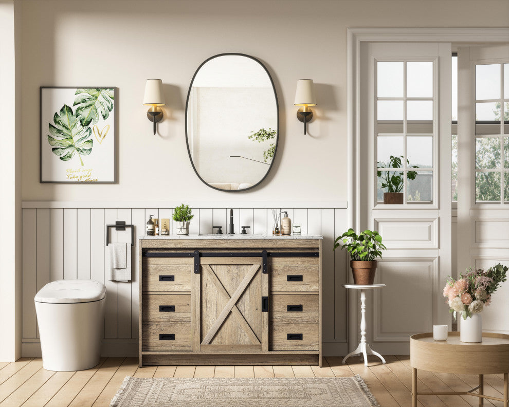 Home Living 48" Single Bathroom Vanity, Natural Oak