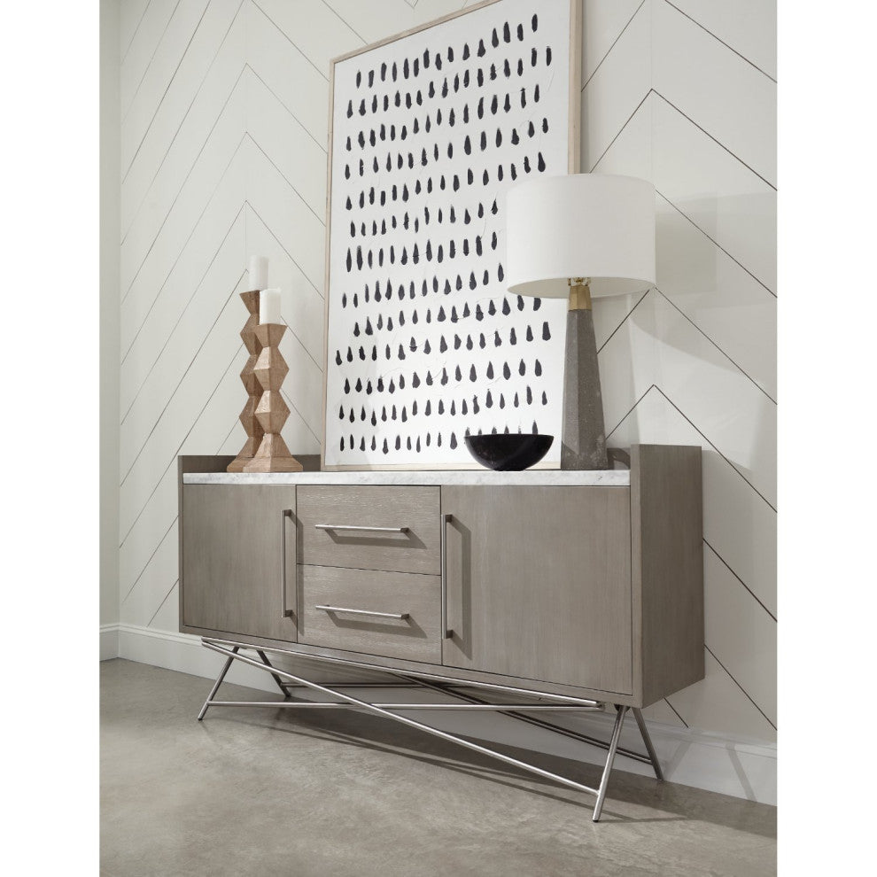 Modus Coral Marble Top Rectangular Sideboard in Antique Grey
