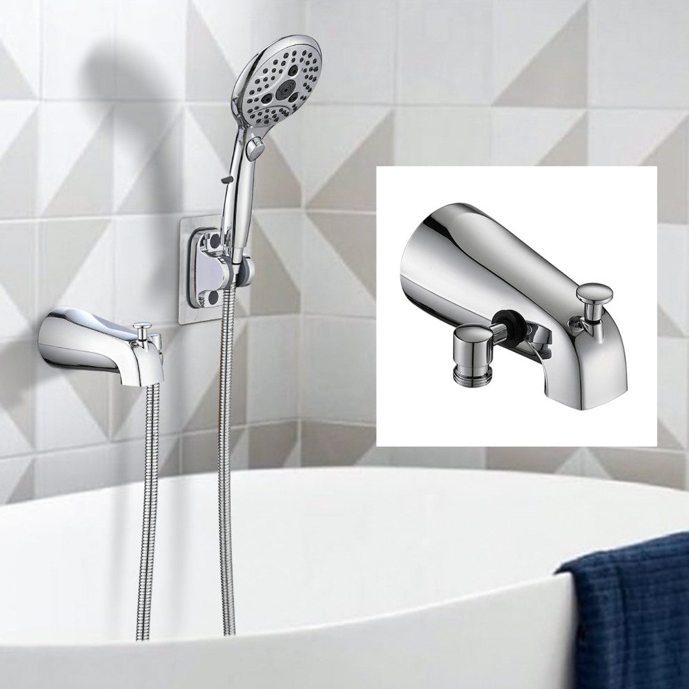 Diveter Tub Spout with 6 Spray Handheld Shower in Polished Chrome