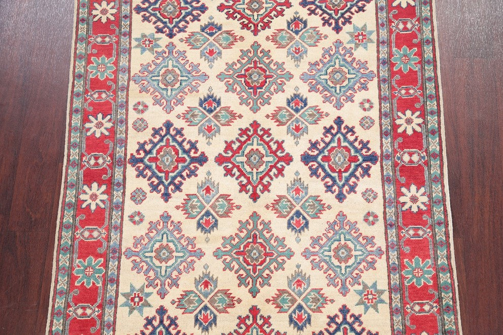 Handmade Traditional Kazak Pakistani Oriental Area Rug, Beige, 5'11"X3'11"