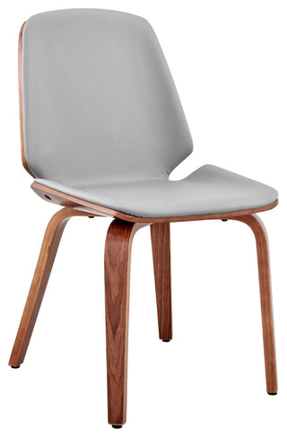 Brinley Gray Faux Leather and Walnut Wood Dining Room Accent Chair
