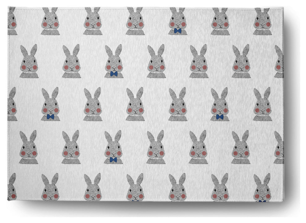 Bunny Fluffle Easter Chenille Rug, Dark Cobalt Blue, 5'x7'
