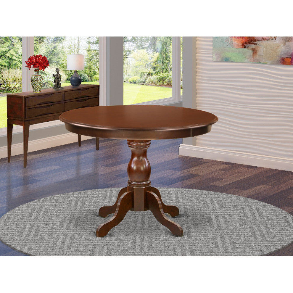 Dinette Table, Asian Wood Dining Table Pedestal Legs Mahogany Finish