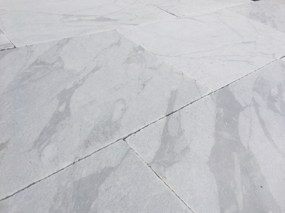 Croix White 12X24 3CM Marble Sandblasted Pool Coping / Stair Tread