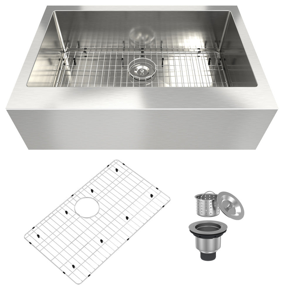 Stainless Steel Farmhouse Single Bowl Kitchen Sink with Accessories