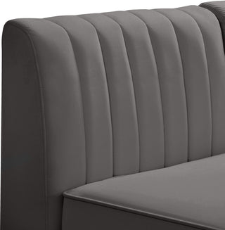 Alina Velvet Upholstered Modular Armless Chair, Grey