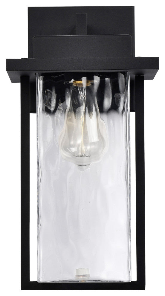Vernal 1-Light Large Wall Lantern, Matte Black/Clear Water Glass