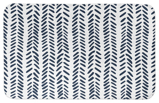 Navy Modern Herringbone 34x21 Bath Mat