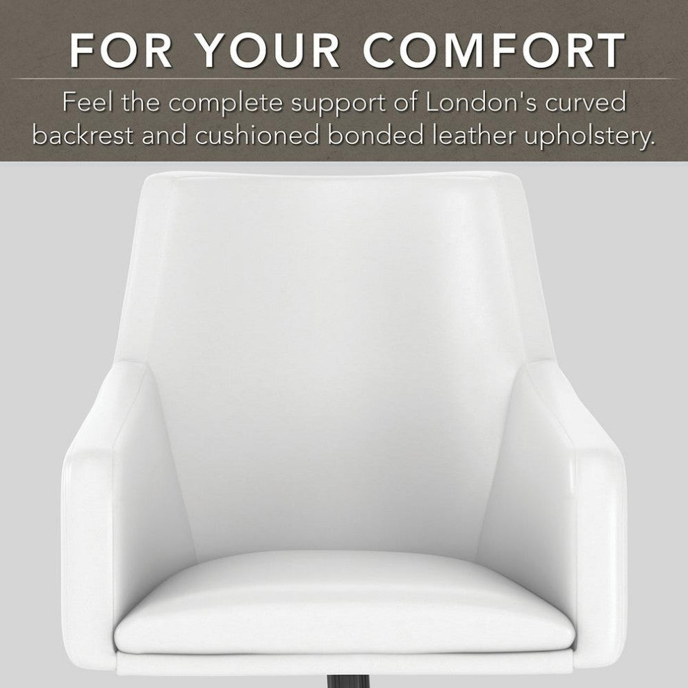 London Mid Back Leather Box Chair, White Leather