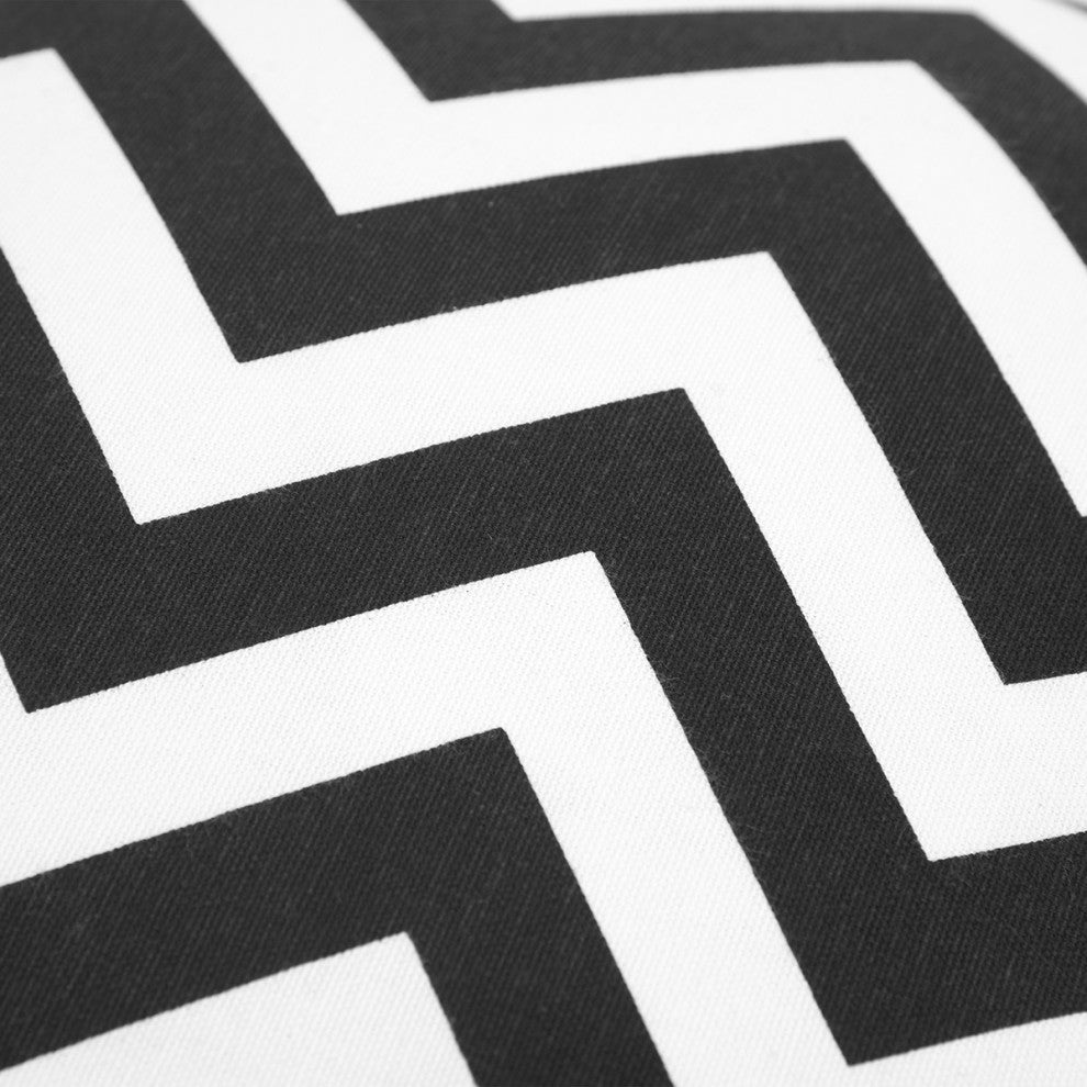 Black Ivory Chevron Down Filled Throw Pillow