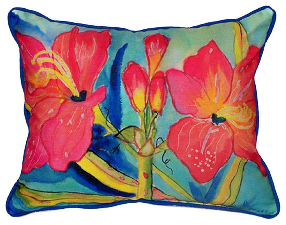 Betsy Drake Pink Amaryllis Extra Large 20 X 24 Indoor / Outdoor Pillow