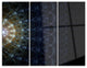 "Symmetrical Blue Silver Fractal Flower" Metal Wall Art, 3 Panels, 36"x28"