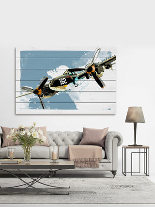 Marmont Hill, "P38 Lightning" by Rick Martin Painting Print on White Wood, 60x40
