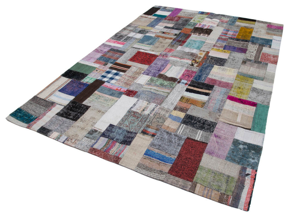 Rug N Carpet - Handmade Turkish 6' 6'' x 9' 10'' Rustic Patchwork Kilim Rug