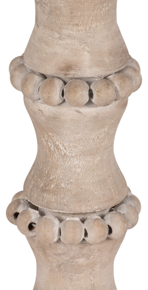 Wooden 11" Banded Bead Candle Holder