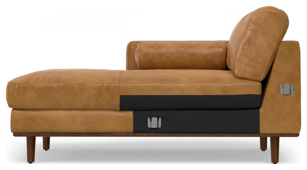 Morrison Mid Century Left Sectional Wide Sofa Tightly Woven Performance Fabric, Sienna