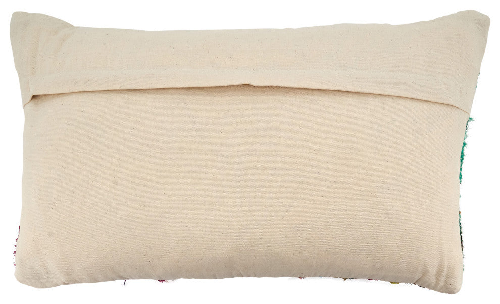 Chindi Throw Pillow With Multi-Colored Design, Multi, 14"x23", Cover Only