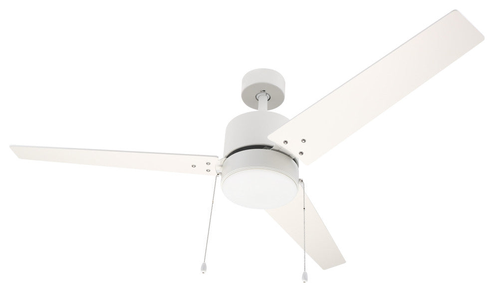 52" Ceiling Fan With Pull Chains Light Kit Work With Stable and Silent motor, White