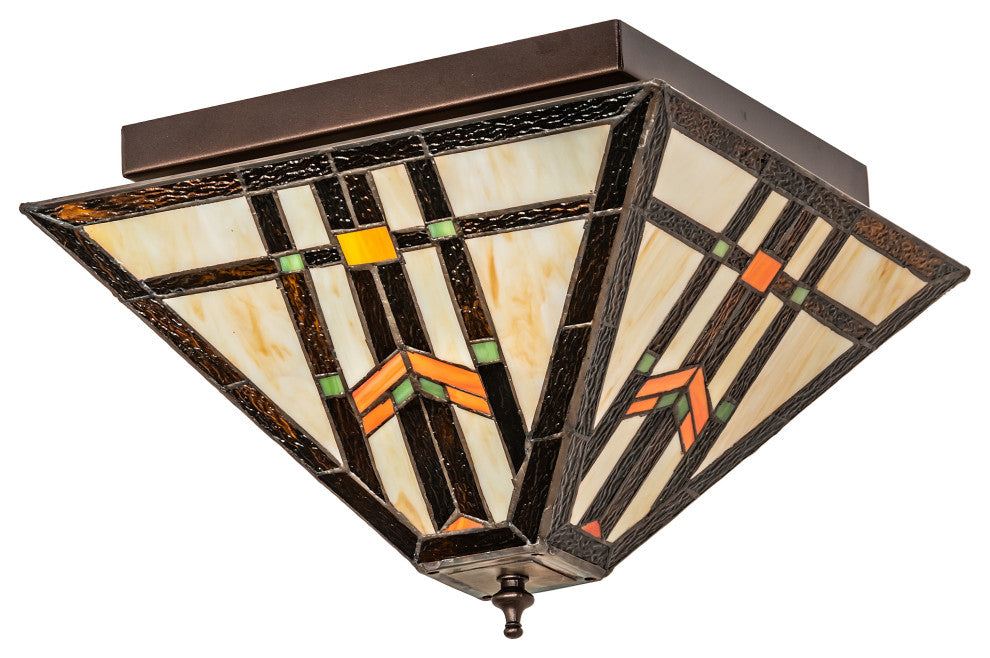 14 Square Prairie Wheat Flushmount