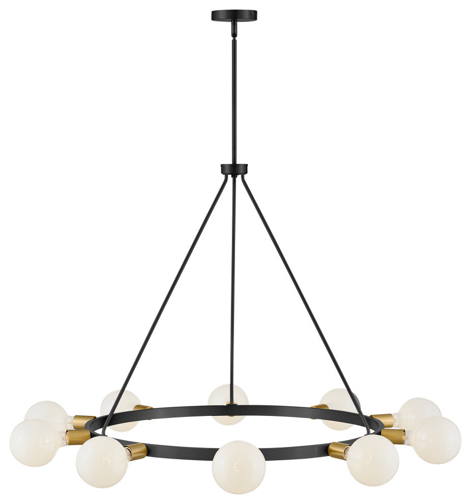 Lark Orla 24" Large Single Tier Chandelier, Black + Lacquered Brass