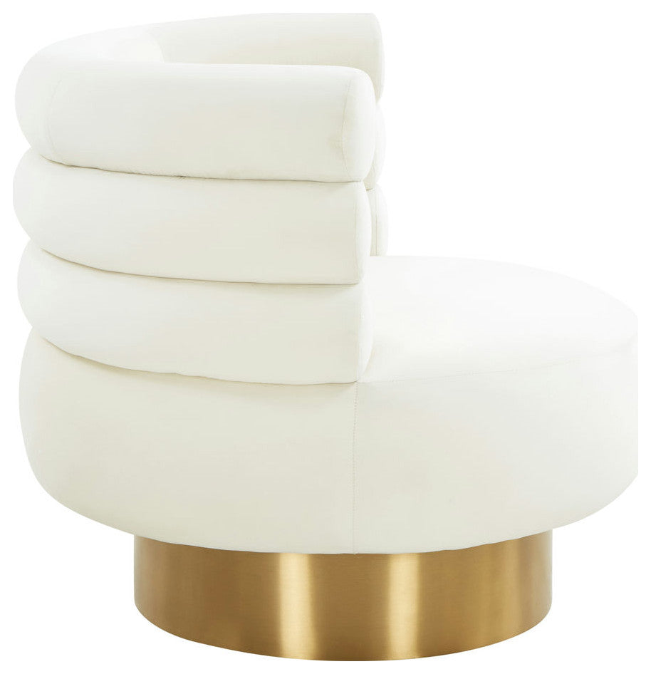 TOV Furniture Naomi Cream Velvet Swivel Chair