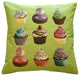 Pillow Decor - Cupcakes on Green French Tapestry Throw Pillow