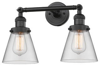 Small Cone 2-Light LED Bath Fixture, Matte Black, Glass: Clear
