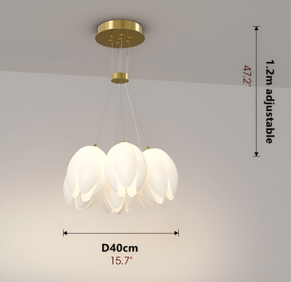 Idro | Modern Ceiling Chandelier in the Shape of Flower for Bedroom, Dining Room, 7 Heads, Trichromatic Light