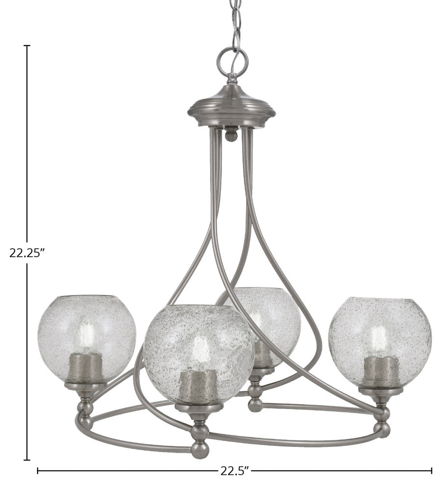 Capri 4-Light Chandelier, Brushed Nickel/Smoke Bubble