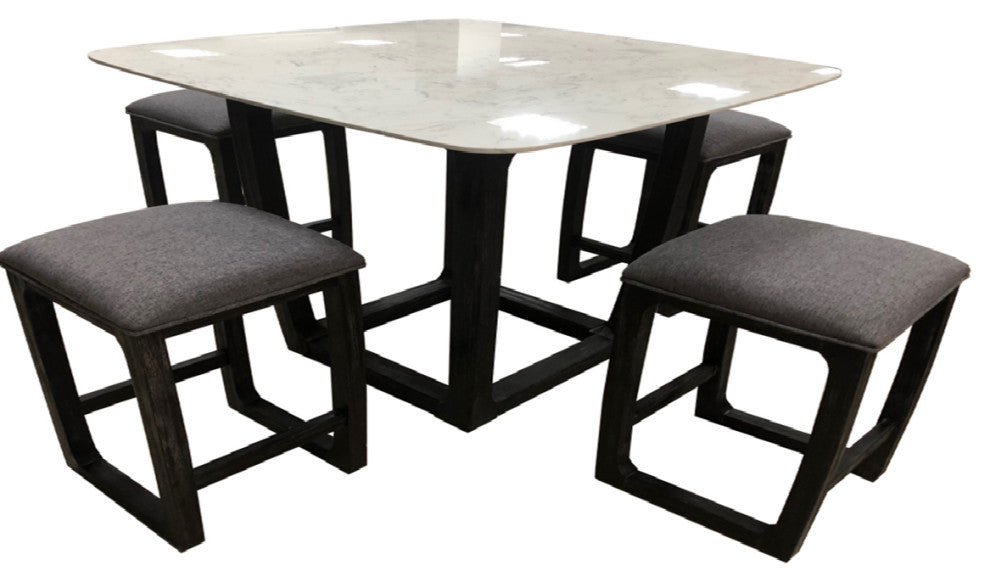 Razo Counter Height Table, Marble and Weathered Espresso