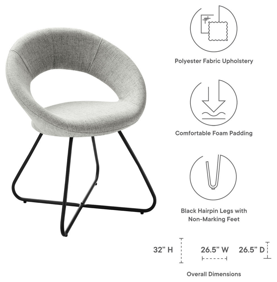 Nouvelle Upholstered Fabric Dining Chair Set of 2 Black Light Gray