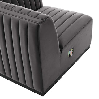 Conjure Channel Tufted Performance Velvet 5-Piece Sectional, Black Gray