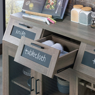 Lomel Transitional Chalkboard Buffet Server, Chestnut Brown