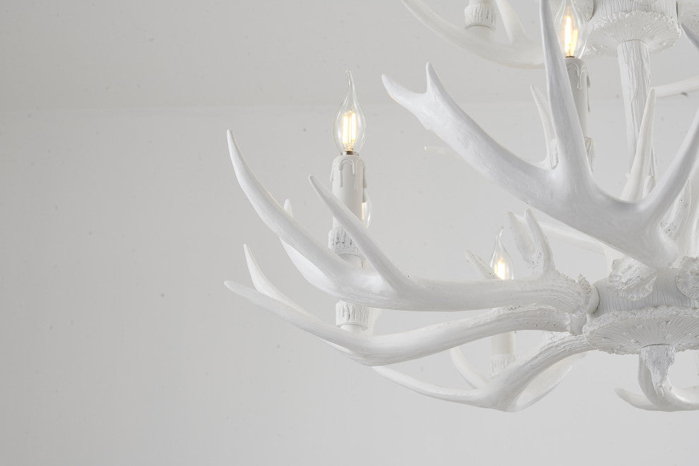 White Polyresin Antler Lighting Fixture