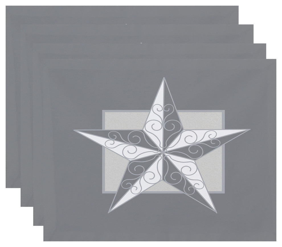 Night Star, Geometric Print Placemat, Gray (Set of 4), 18 x 14"