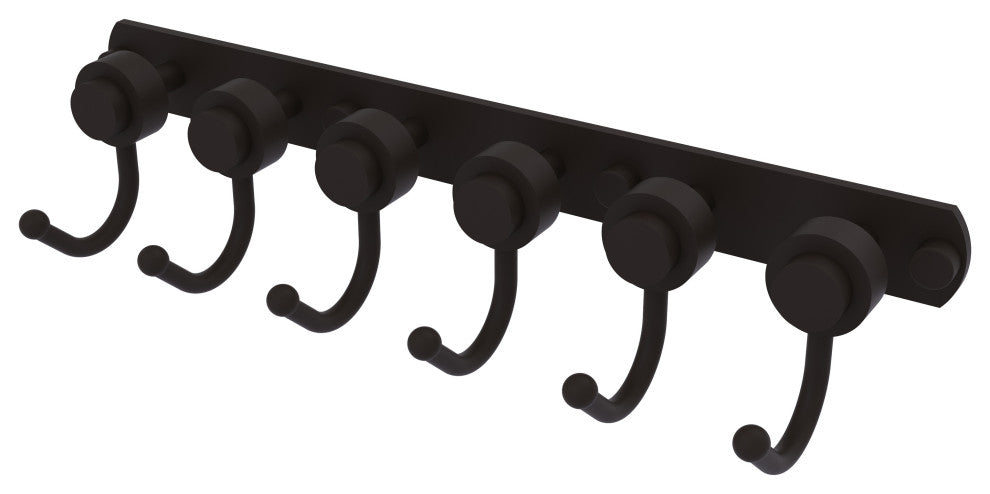 Mercury 6 Position Tie Rack with Smooth Accent, Oil Rubbed Bronze