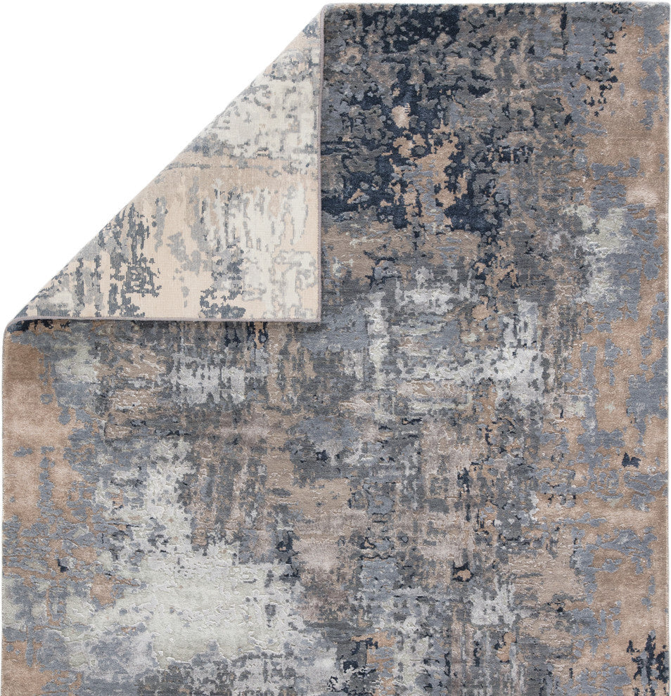 Kavi by Jaipur Living Neev Knotted Abstract Gray/Navy Area Rug, 9'x12'