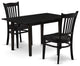 3-Pc Dining Set 2 Dining Chairs, Slatted Back, Butterfly Leaf Seat, Table, Black