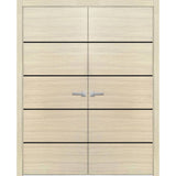 Solid French Double Doors 56 x 80 | Planum 0015 Natural Veneer with